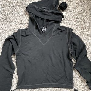 Cop.Copine cropped hoodie sweatshirt w/ pompom, drawstring waist. Size 38 EU (S)